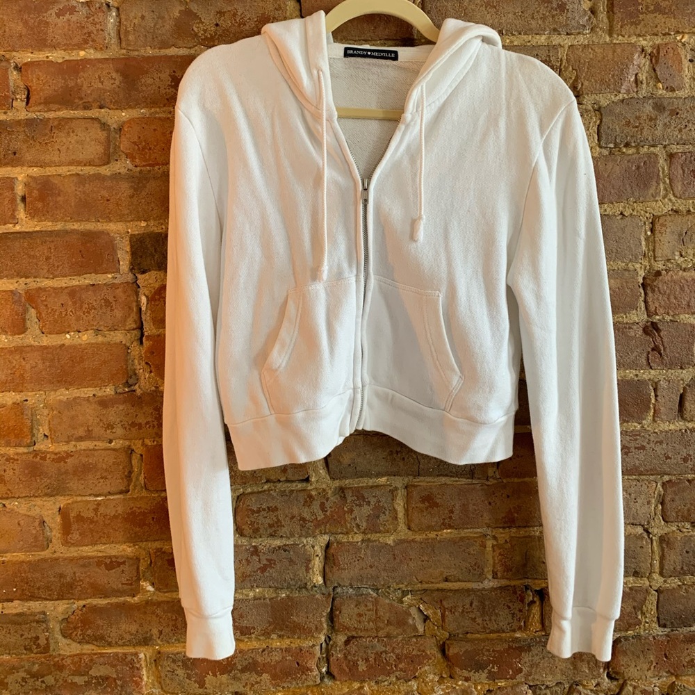 Brandy Melville crop zip up hoodie